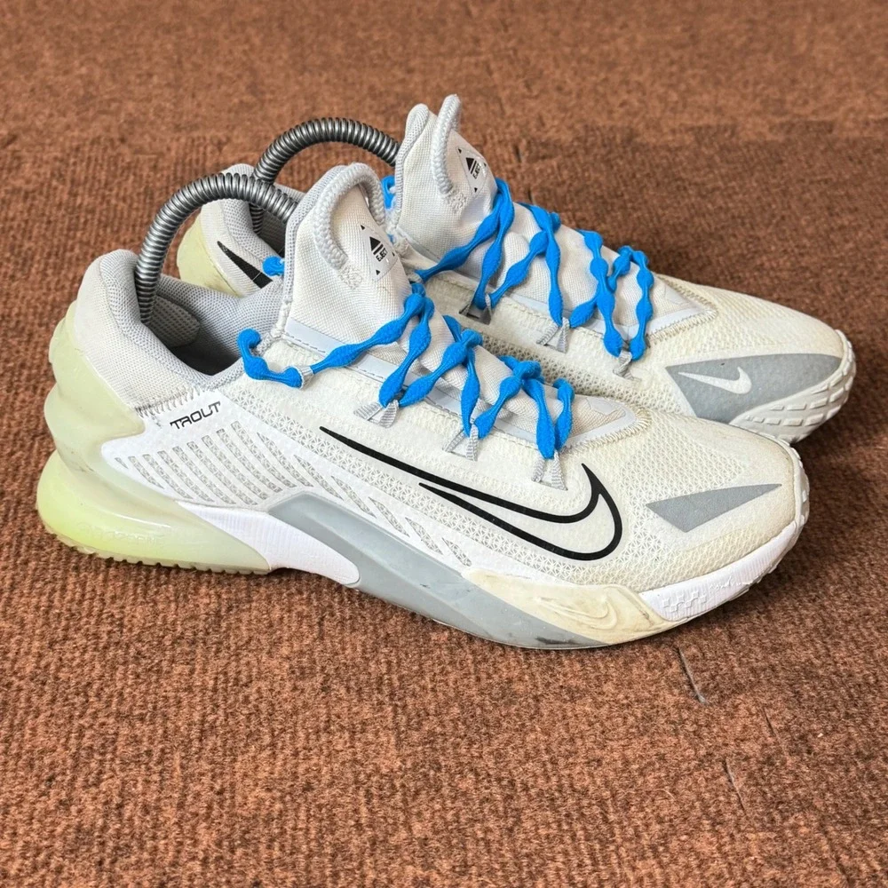 Nike Force‎ Zoom Trout 8 Turf Baseball Shoes White Blue DJ6522-100 Mens 7.5 B+
